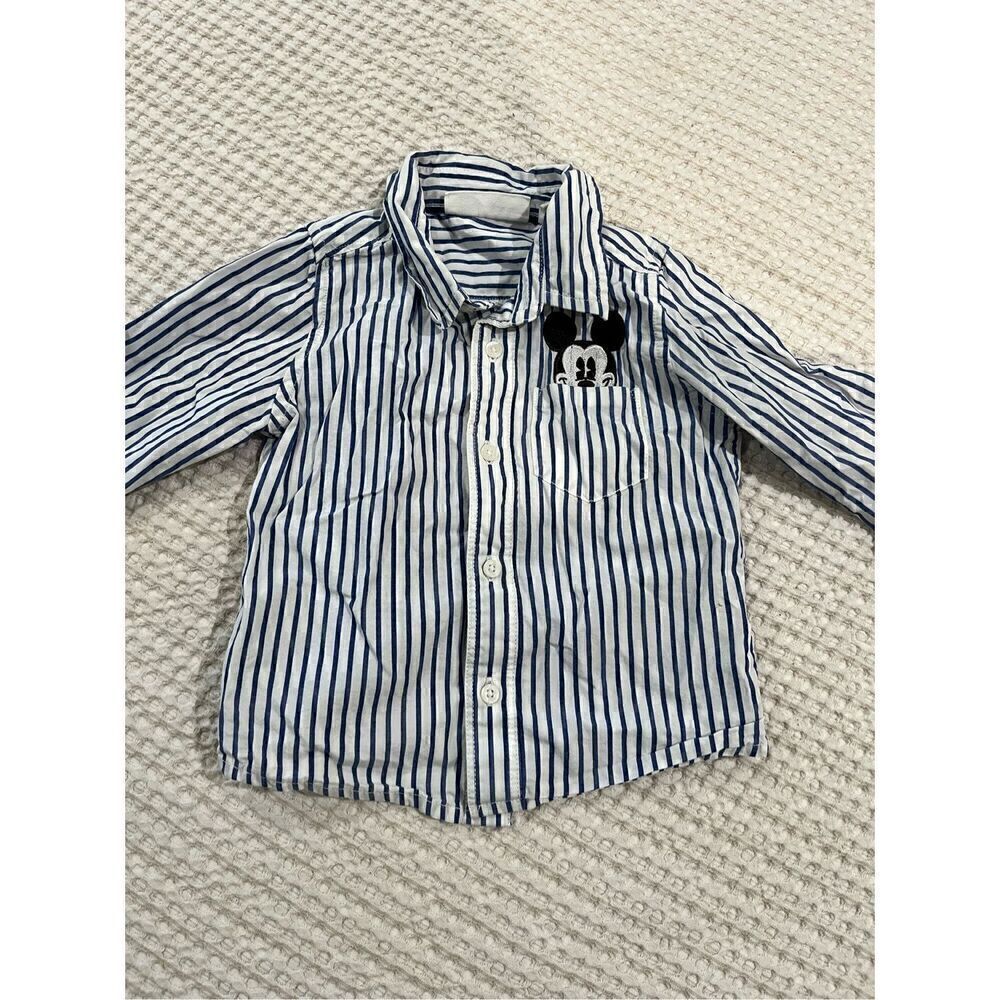 Striped Mickey Mouse Pocket Button-Down Shirt